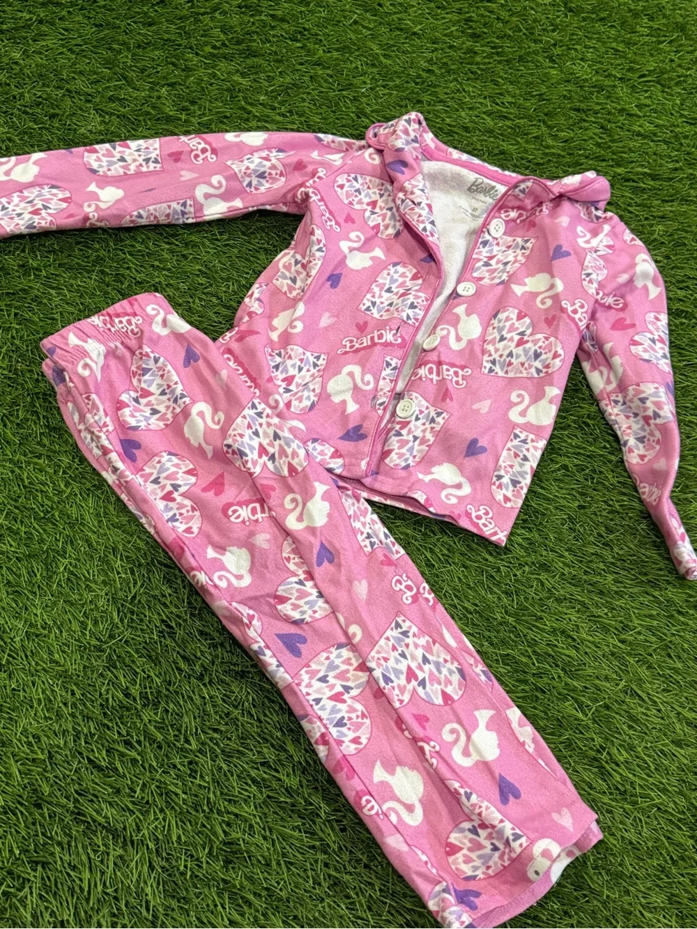 Barbie Button Down Fleece Pajama Set